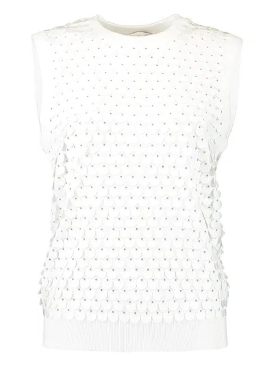 Michael Kors Sequin-embellished Sleeveless Top In White