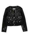 Michael Kors Sequin-embellished Tweed Jacket In Black