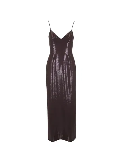 Michael Kors Sequin Embellished V-neck Dress In Brown