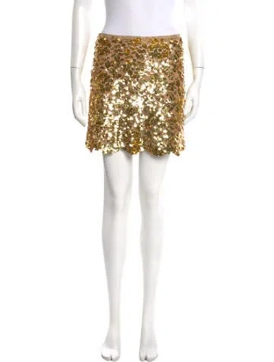 Pre-owned Michael Kors Sequin Embellishments Mini Skirt In Gold