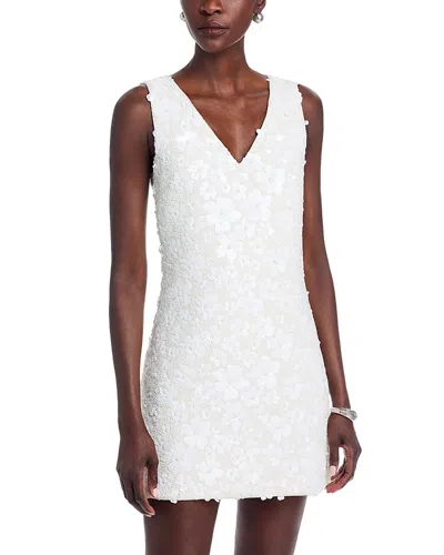 Michael Kors Sequin Flower V Neck Mini Dress In White
