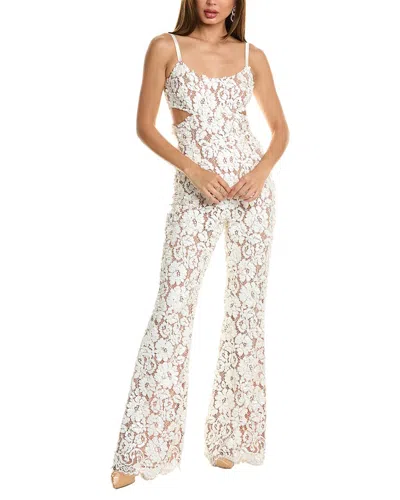 Michael Kors Sequin Lace Silk-lined Jumpsuit In White