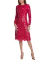 Shop Michael Kors Sequin Lace Silk-lined Midi Dress In Pink