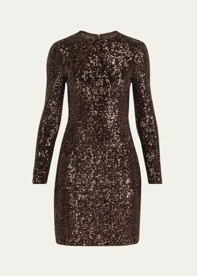 MICHAEL KORS SEQUIN LONG SLEEVE MINI DRESS