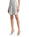 Michael Kors Pleated Sequin Shorts In Pearl/silver