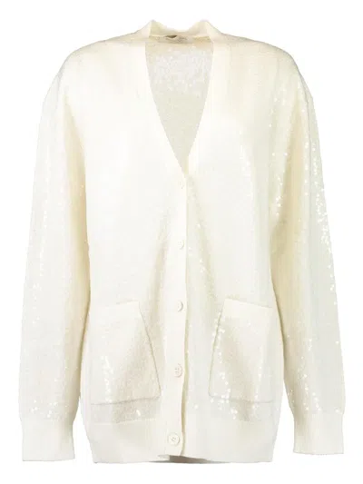 Michael Kors Sequin Pocket Cardigan In White