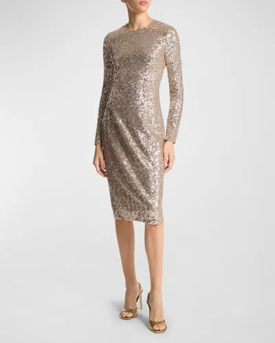 Michael Kors Sequin Sheath Dress In Gray