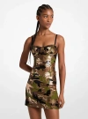 Michael Kors Sequined Camouflage Bustier Dress In Brown