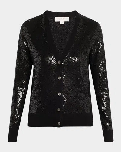 Michael Kors Sequined Cashmere V-neck Cardigan