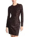 Michael Kors Sequin Long Sleeve Mini Dress In Chocolate
