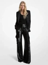 Michael Kors Sequined Georgette Cargo Pants In Black