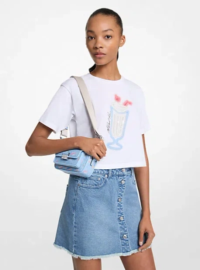 Michael Kors Sequined Graphic Cotton T-shirt In White