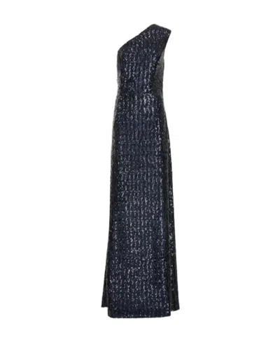 Michael Kors Sequined Jersey Shoulder Dress In Blue