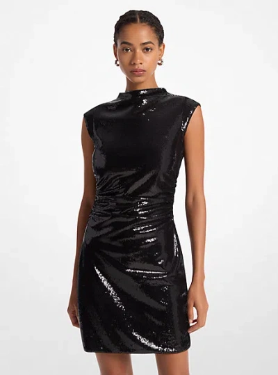 Michael Kors Sequined Knit Dress In Black