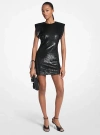 Michael Kors Sequined Knit Mini Dress In Black