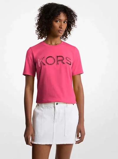Michael Kors Sequined Logo Cotton T-shirt