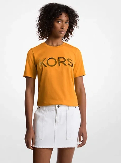 Michael Kors Sequined Logo Cotton T-shirt