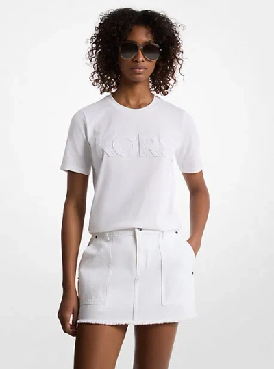 Michael Kors Sequined Logo Cotton T-shirt In White