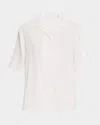 Michael Kors Sequined Short Sleeve Button Up Top In Optic Whit