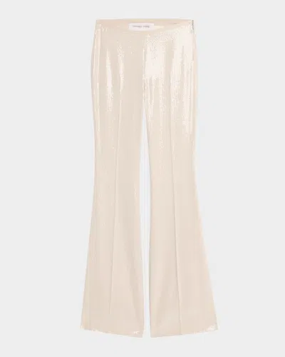 Michael Kors Sequined Side Zip Flared Trousers In Neutral