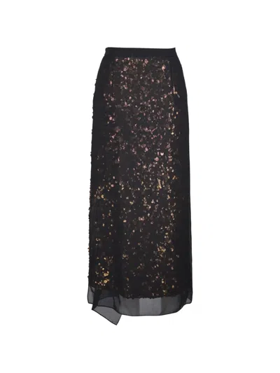 Michael Kors Sequin-embellished Draped Maxi Skirt In Multi