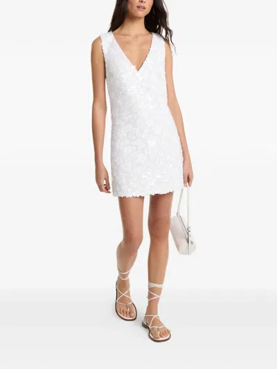 Michael Kors Sequin-embellished Floral-pattern Dress In White