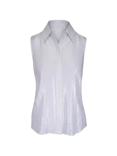 Michael Kors Sequin-embellished Sleeveless Shirt In Gray