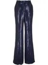 Michael Kors Haylee Sequined Flare Crepe Trousers In Blau