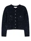 Michael Kors Sequined Knitted Cardigan In Blue