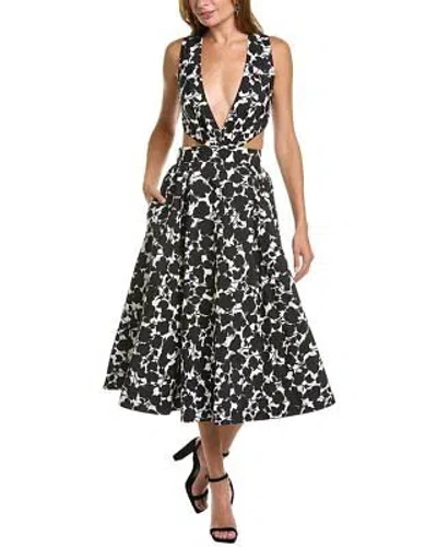Pre-owned Michael Kors Shadow Floral Cut Out Silk-blend Dress Women's In Black/white