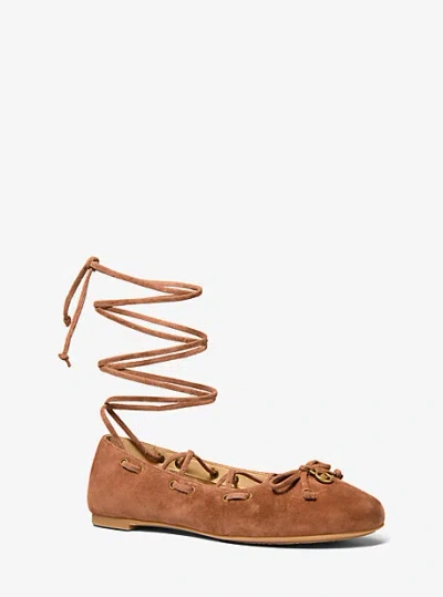 Michael Kors Shae Flex Suede Ballet Flat In Brown