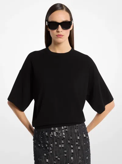 Michael Kors Shaun Stretch Viscose T-shirt In Black