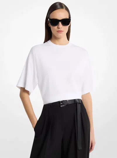 Michael Kors Shaun Stretch Viscose T-shirt In White