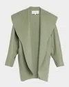 Michael Kors Shawl Clutch Coat Double-faced Plush Wool In Green