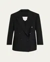 Michael Kors Shawn Double-breasted Blazer In Black