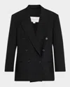 Michael Kors Shawn Double-breasted Blazer In Black