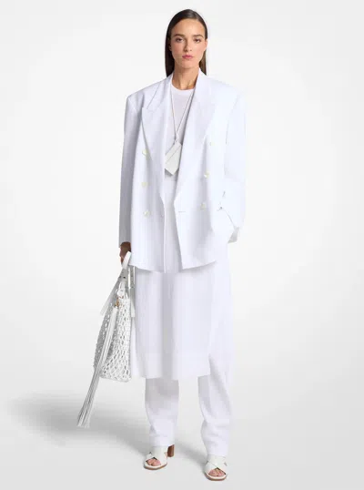 Michael Kors Shawn Linen Double-breasted Blazer In White