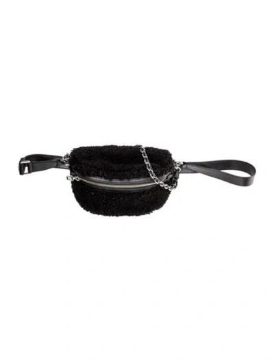 Pre-owned Michael Kors Shearling Belt Bag In Black