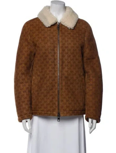 Pre-owned Michael Kors Shearling Fur Jacket In Brown