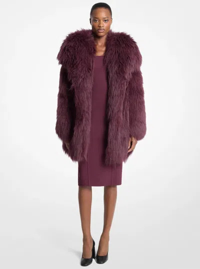 Michael Kors Shearling Peacoat In Red