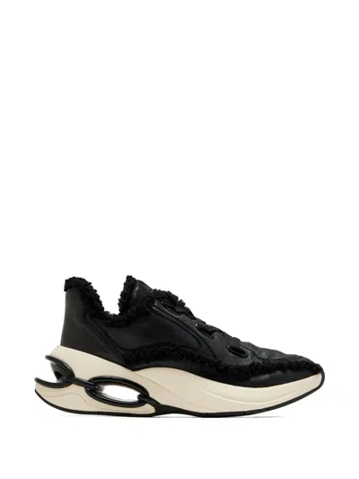 Michael Kors Shearling-trim Chunky-sole Sneakers In Black