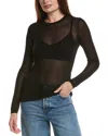 Michael Kors Collection Sheer Crew Shirt In Black