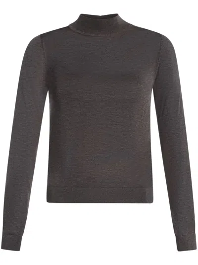 Michael Kors Sheer Mock-neck Sweater In 灰色