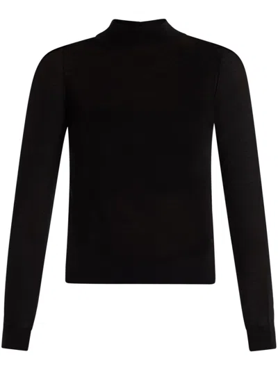 Michael Kors Sheer Mock-neck Sweater In 黑色
