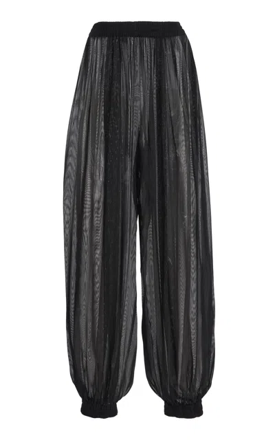 Michael Kors Sheer Silk Voile Straight-leg Pants In Black