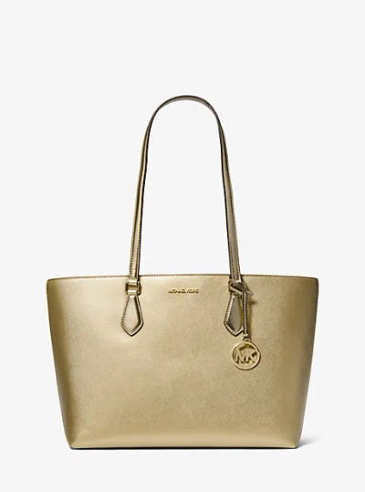 Michael Kors Sheila Large Metallic Tote Bag In Gold