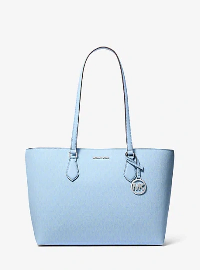 Michael Kors Sheila Large Signature Logo Tote Bag In Blue
