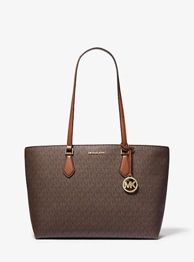 Michael Kors Sheila Large Signature Logo Tote Bag In Brown