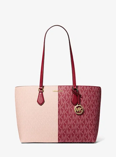Michael Kors Sheila Large Two-tone Signature Logo Tote Bag In Red