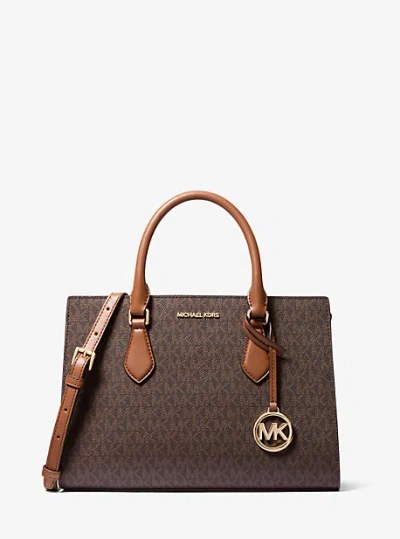 Michael Kors Sheila Medium Logo Satchel In Brown